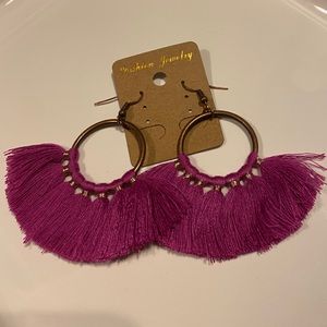 NWT Magenta tassel earrings